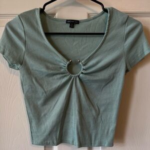 Mint Green Fitted Crop T-Shirt